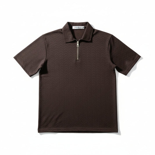 Men’s Polo Shirt with Front Metal Zipper