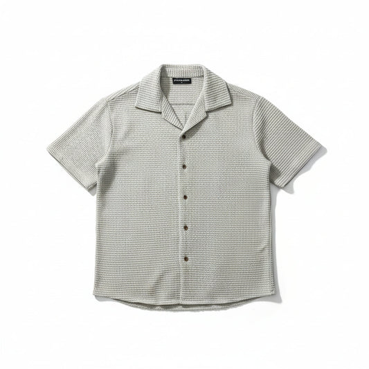 Pegador Branded Men’s Grey Textured Short Sleeve Button-Down Shirt