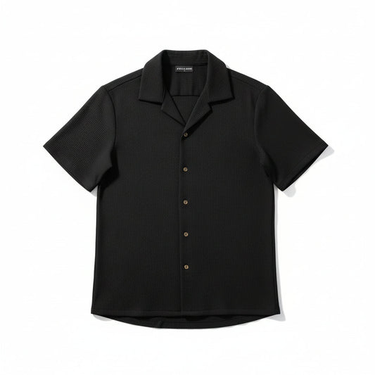 Pegador Branded Men’s Black Textured Short Sleeve Button-Down Shirt
