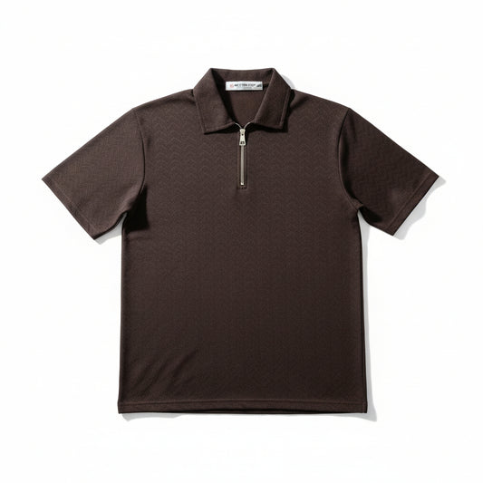 Men’s Polo Shirt with Front Metal Zipper