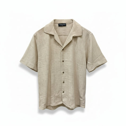 Pegador Branded Men’s Khaki Textured Short Sleeve Button-Down Shirt
