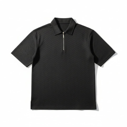 Men’s Polo Shirt with Front Metal Zipper