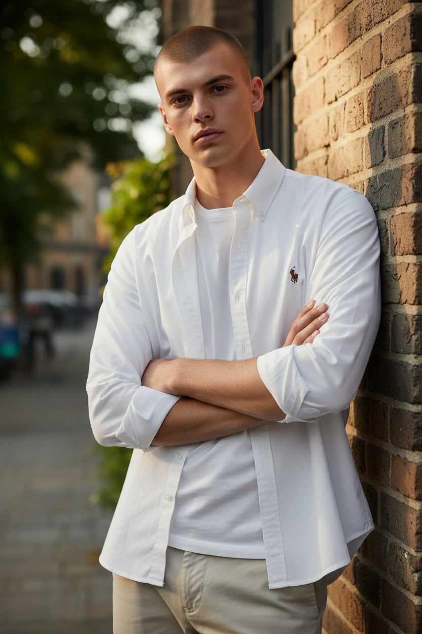 RL Branded Men's Slim Fit White Color Shirt