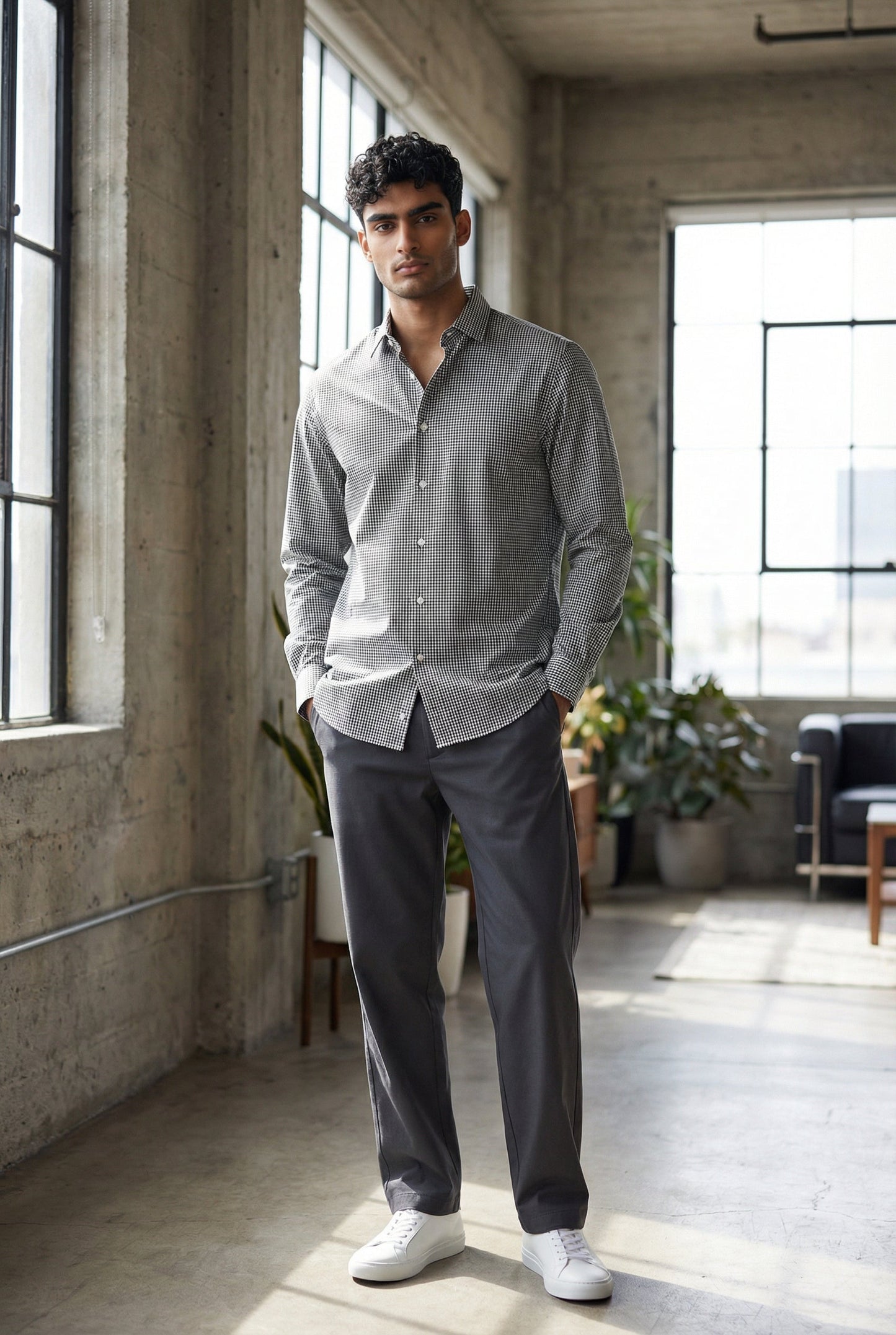 Calvin Klien Branded Men’s Classic Checked Formal Shirt – Black&White