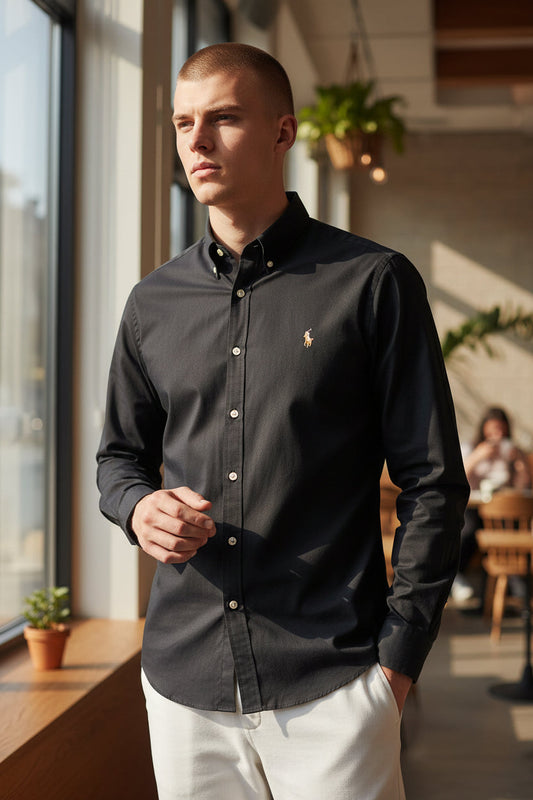 RL Branded Men's Slim Fit Black Color Shirt