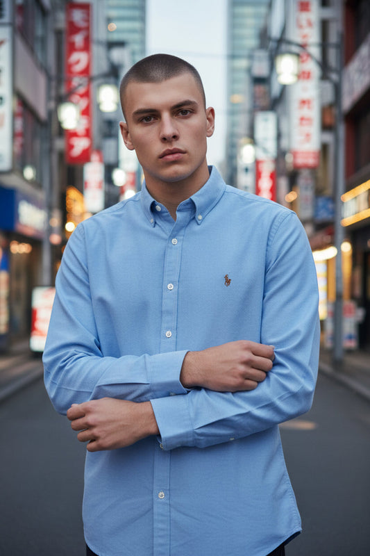 RL Branded Men's Slim Fit Sky Blue Color Shirt