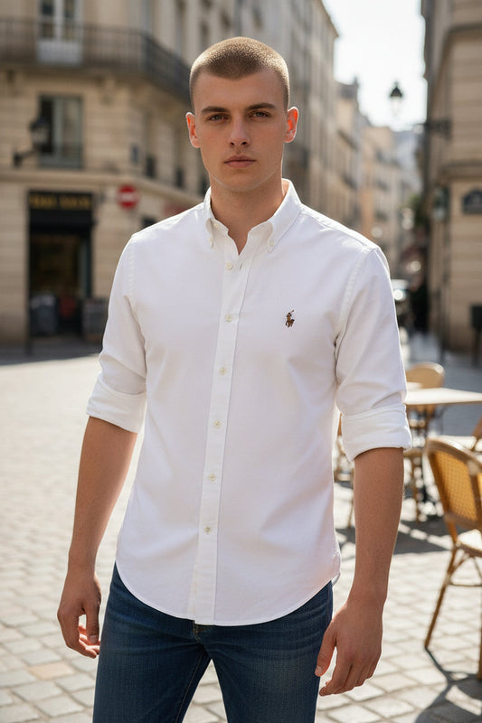 RL Branded Men's Slim Fit White Color Shirt