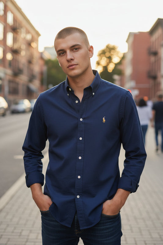 RL Branded Men's Slim Fit Navy Color Shirt