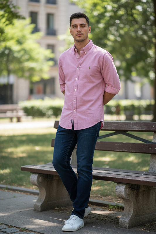 RL Branded Men's Slim Fit Pink Color Shirt