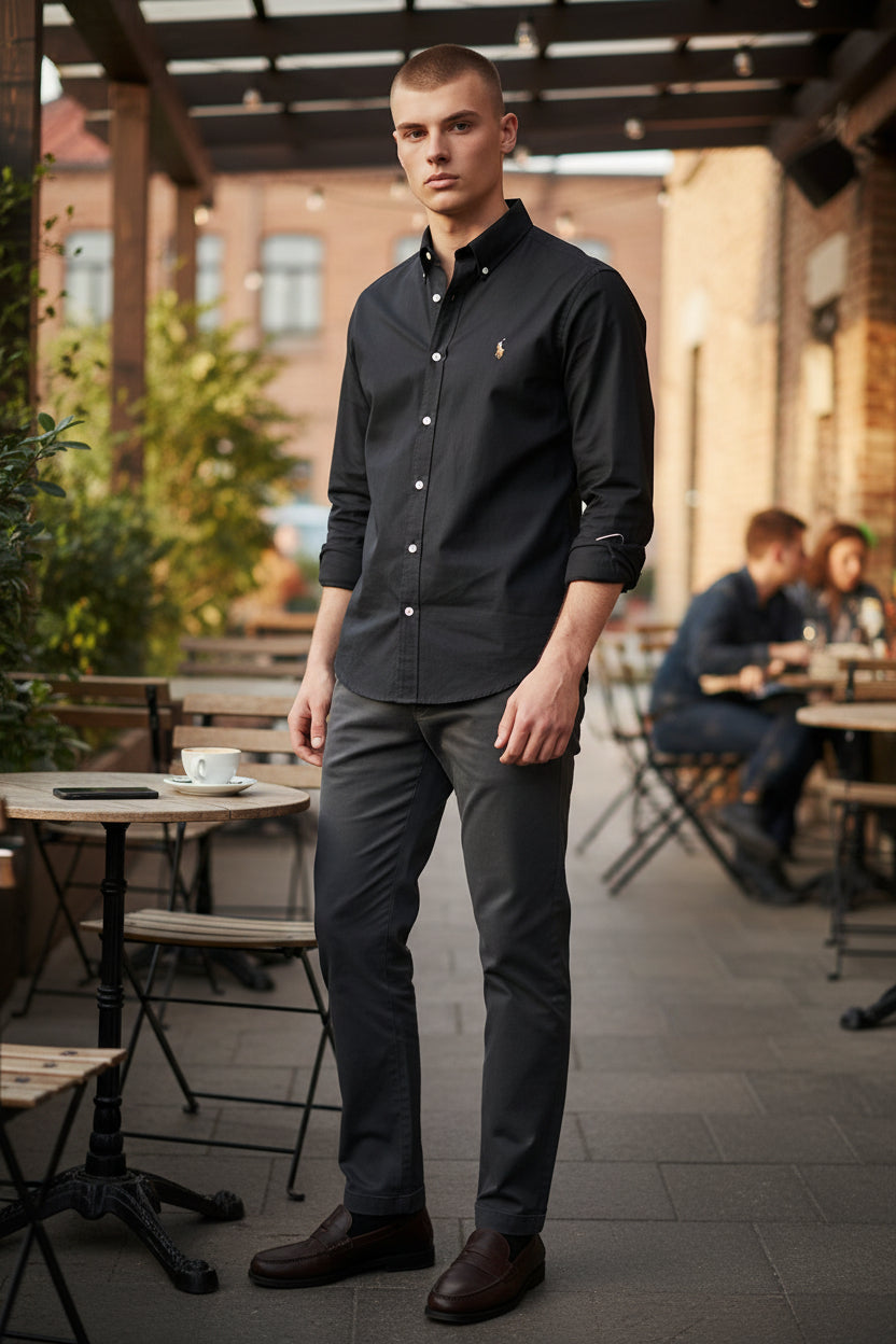 RL Branded Men's Slim Fit Black Color Shirt
