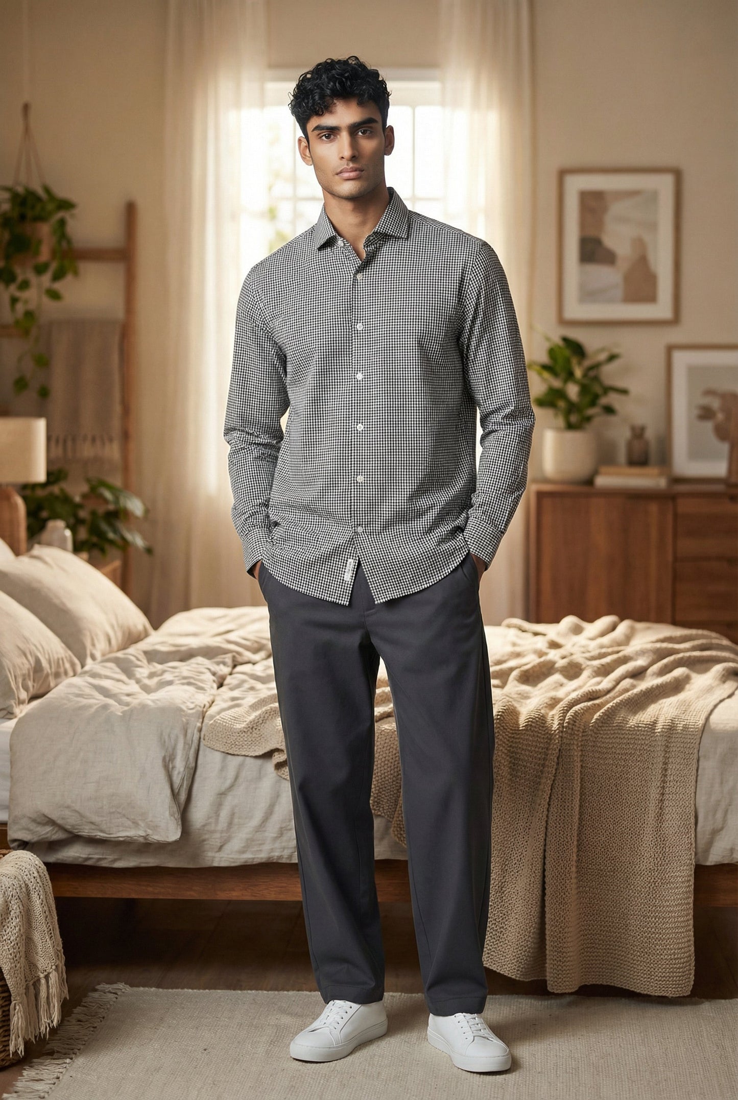 Calvin Klien Branded Men’s Classic Checked Formal Shirt – Black&White