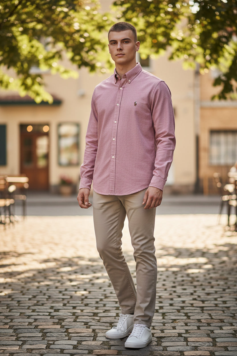 RL Branded Men's Slim Fit Pink Color Shirt